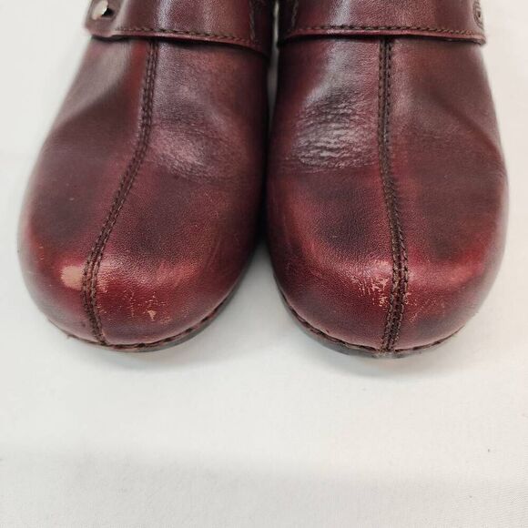 Dansko Womens 37 EU (6.5-7 US) Red Leather Solstice Cordovan Brushoff Clogs O - Picture 9 of 11